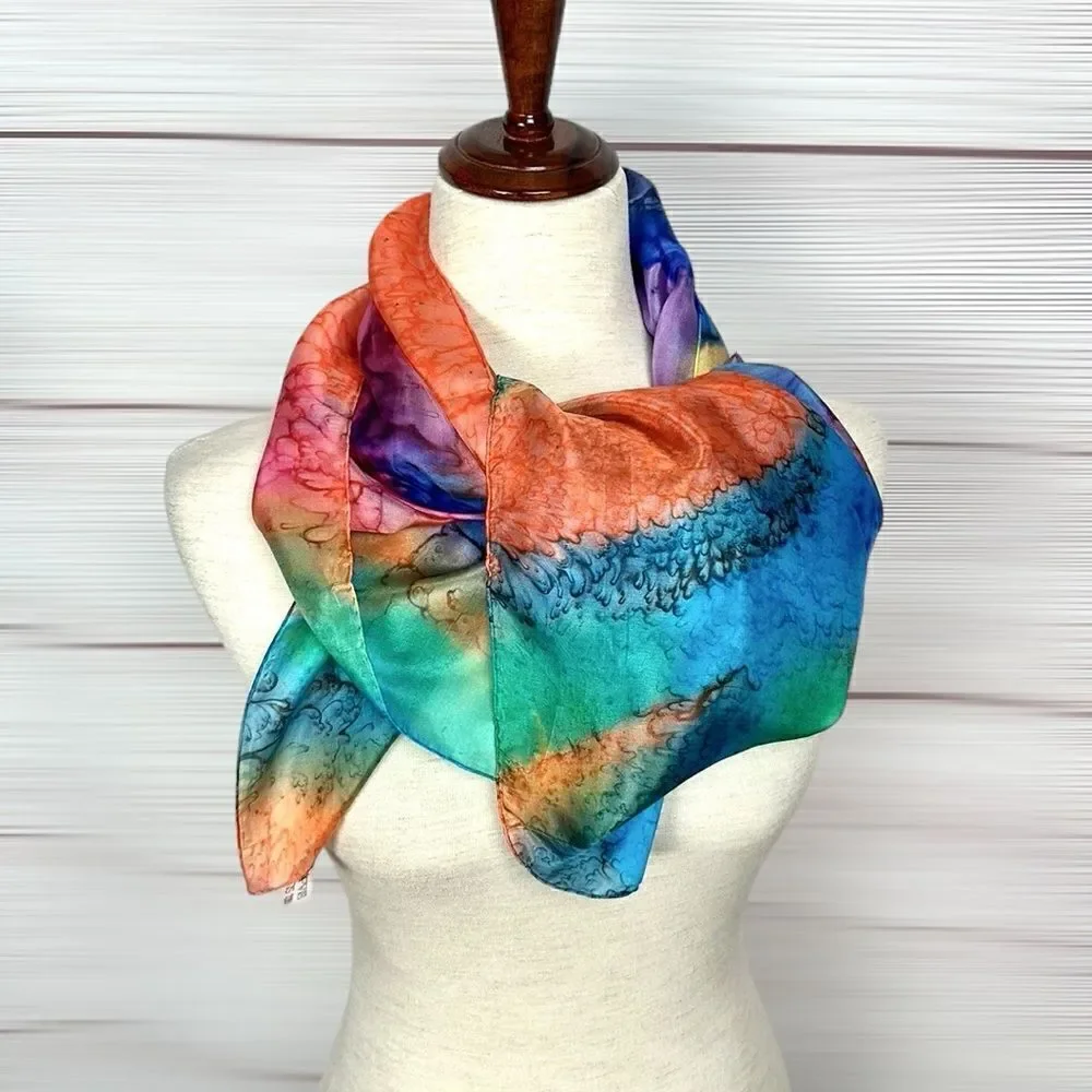 Silk Square Scarf by Lotus Watercolor Tie Dye 35